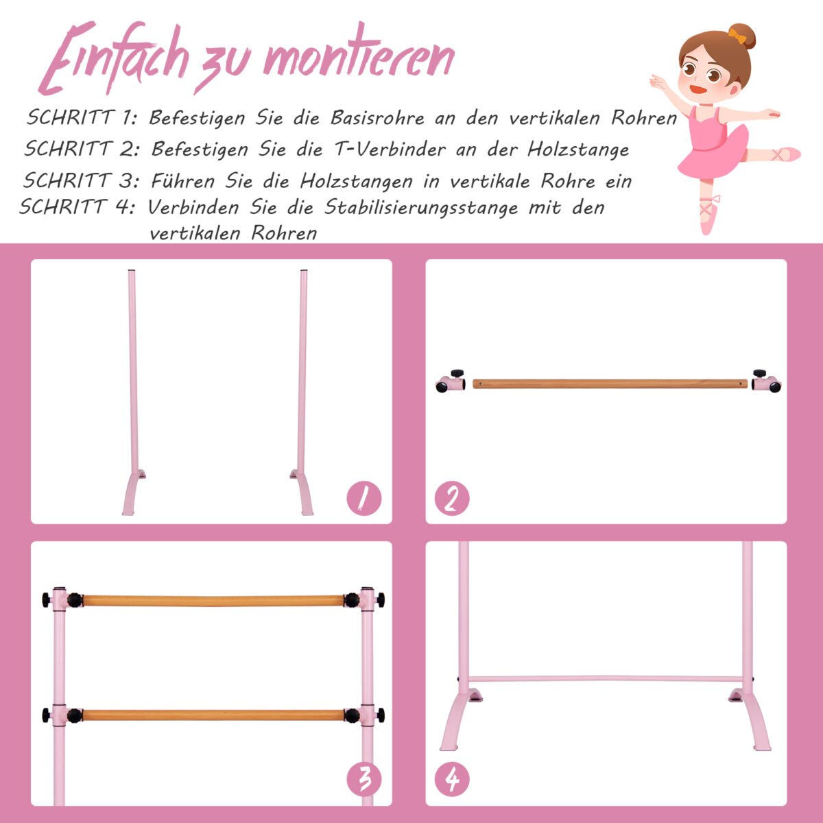 Baleto lazda su dvigubomis medinėmis reguliuojamo aukščio juostomis – Paveikslėlis 3