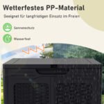 Lauko daiktadėžė su dangčiu ir ratano imitacija 145 L (Juoda) – Paveikslėlis 4