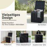 Lauko daiktadėžė su dangčiu ir ratano imitacija 145 L (Juoda) – Paveikslėlis 5