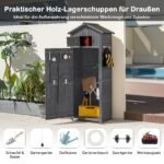 Lauko įrankių spinta su rakinamomis durimis ir atlenkiamu staliuku (Pilka)