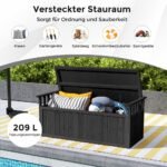 Lauko medinis 2 vietų suoliukas su daiktadėže ir porankiais (Juoda)