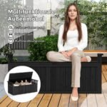 Medinis 2 vietų suoliukas su daiktadėže ir porankiais (Juoda) – Paveikslėlis 4