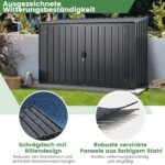 Lauko metalinis sandėliukas su užrakinamomis durimis ir atidaromu stogu (Pilka)