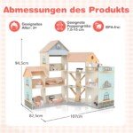 Medinis kampinis lėlių namelis su 41 baldais (Oranžinė)