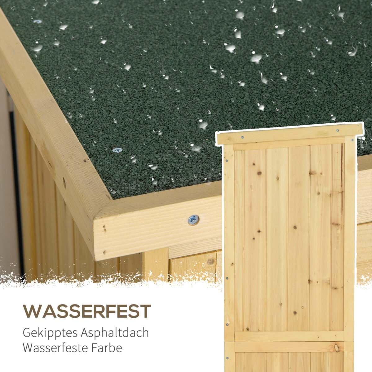 Medinis sodo įrankių sandėliukas su bituminiu stogu ir 3 lentynomis – Paveikslėlis 4