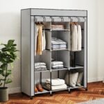 Medžiaginė spinta su 2 drabužių kabyklomis ir 8 lentynomis