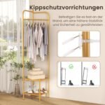 Metalinė kampinė rūbų kabykla su batų lentynomis (Auksinė)