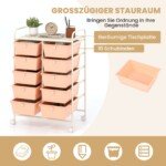 Mobilus daugiafunkcis vežimėlis su 10 stalčių (Šviesiai rožinė)