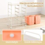 Mobilus daugiafunkcis vežimėlis su 10 stalčių (Šviesiai rožinė)