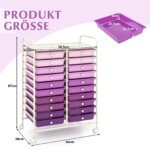 Mobilus vežimėlis su 20 stalčių ir tvirtu metaliniu rėmu (Violetinė)