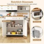 Mobilus virtuvės vežimėlis su stalviršiu ir reguliuojama lentyna (Balta) – Paveikslėlis 4