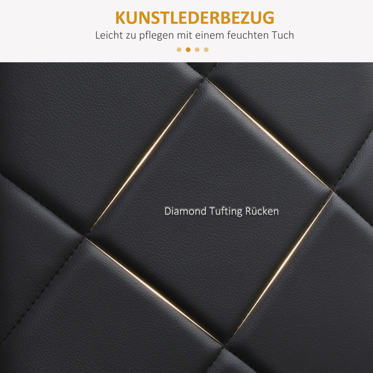 4 valgomojo kėdžių komplektas su rombiniu dygsniavimu ir dirbtinės odos apmušalais – Paveikslėlis 5