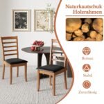 Modernus valgomojo kėdžių komplektas su minkštomis sėdynėmis ir kaučiukmedžio kojomis – Paveikslėlis 3