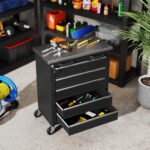 Modulinis įrankių vežimėlis su 5 stalčiais ir darbastaliu