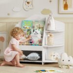 Montessori įkvėpta vaikų lentyna su 7 skyriais