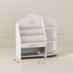 Montessori įkvėpta vaikų lentyna su 7 skyriais