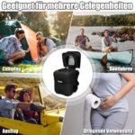 Nešiojamas kempingo tualetas su 20L nuotekų ir 12L švaraus vandens rezervuarais (Juoda) – Paveikslėlis 3