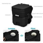 Nešiojamas kempingo tualetas su 20L nuotekų ir 12L švaraus vandens rezervuarais (Juoda) – Paveikslėlis 5