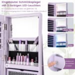 Pastatoma papuošalų spintelė su 360° pasukimu ir trijų spalvų LED apšvietimu (Violetinė) – Paveikslėlis 5