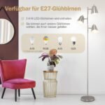 Pastatomas šviestuvas su 3 reguliuojamais gaubtais ir E27 lizdais (Sidabrinė) – Paveikslėlis 4