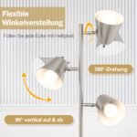 Pastatomas šviestuvas su 3 reguliuojamais gaubtais ir E27 lizdais (Sidabrinė) – Paveikslėlis 5