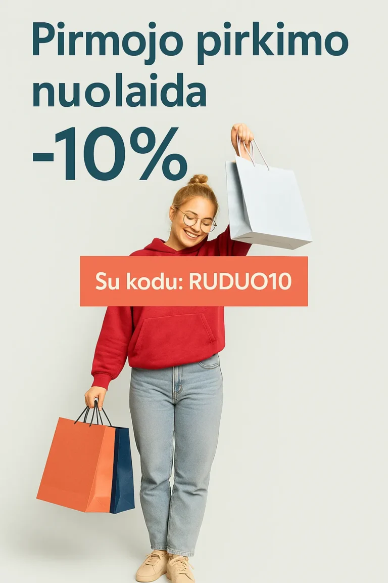 Pirmojo apsipirkimo nuolaida: -10% su kodu: RUDUO10
