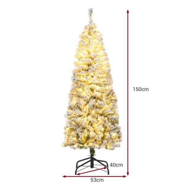 Plona dirbtinė Kalėdų eglutė su LED apšvietimu ir sniego imitacija (Žalia ir balta)