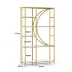 Pramoninio stiliaus 6 aukštų knygų lentyna pusmėnulio formos dizaino (Auksinė) – Paveikslėlis 2