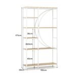 Pramoninio stiliaus 6 aukštų knygų lentyna su atviromis lentynomis ir pusmėnulio formos dizainu (Balta) – Paveikslėlis 2