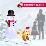 Pripučiamas sniego senis su šunimi Kalėdoms 180 cm (Daugiaspalvis)