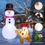 Pripučiamas sniego senis su šunimi Kalėdoms 180 cm (Daugiaspalvis)