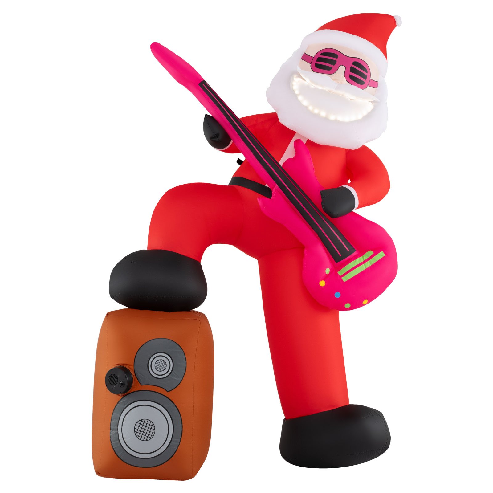 Pripučiamas šviečiantis Kalėdų Senelis su muzika ir gitara (Daugiaspalvis)
