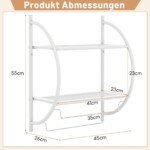 Sieninė metalinė vonios lentyna su rankšluosčių laikikliu (Balta)