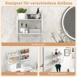 Sieninė metalinė vonios lentyna su rankšluosčių laikikliu (Balta)