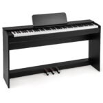 Skaitmeninis pianinas su 88 klavišais svertine plaktukine klaviatūra ir baldiniu stovu (Juoda)