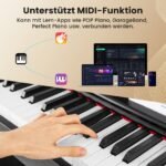 Skaitmeninis pianinas su 88 klavišais svertine plaktukine klaviatūra ir baldiniu stovu