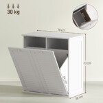 Skalbinių spintelė su dviem atlenkiamais skyriais ir žaliuzinėmis durelėmis