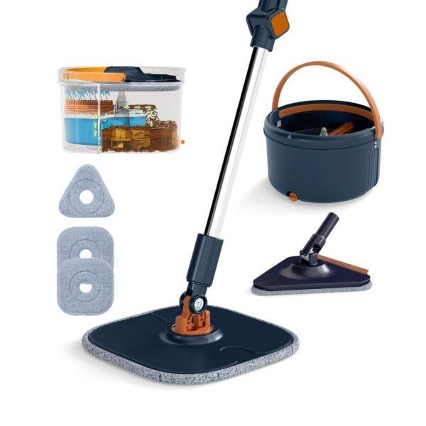 Šluota su kibiru vandens atskyrimo sistema ir 360° besisukančia galvute (Tamsiai mėlyna)