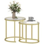 Dviejų dalių šoninių ovalių ir apvalių sukraunamų staliukų komplektas