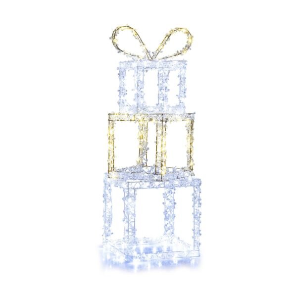 Sukrautos apšviestos Kalėdų dovanų dėžės su LED šviesomis – 3 dalių rinkinys (Įvairiaspalvė)