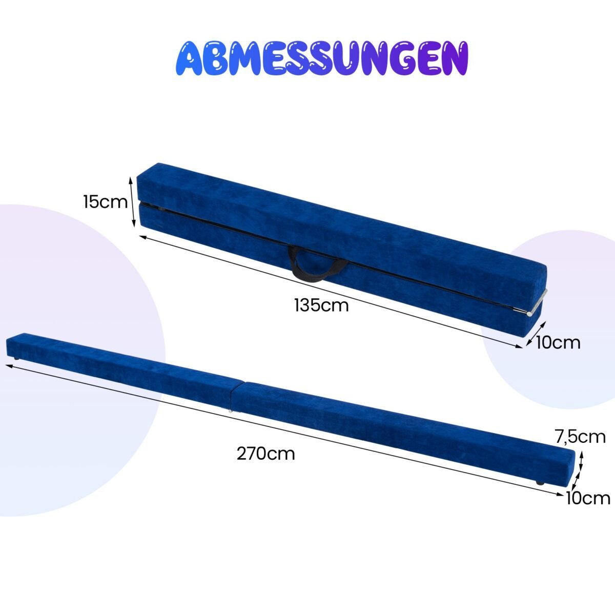 Sulankstoma gimnastikos sija su nešiojimo rankena 270 cm (Mėlyna) – Paveikslėlis 2