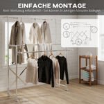 Sulankstoma skalbinių džiovykla su 3 reguliuojamais strypais ir ratukais – Paveikslėlis 7