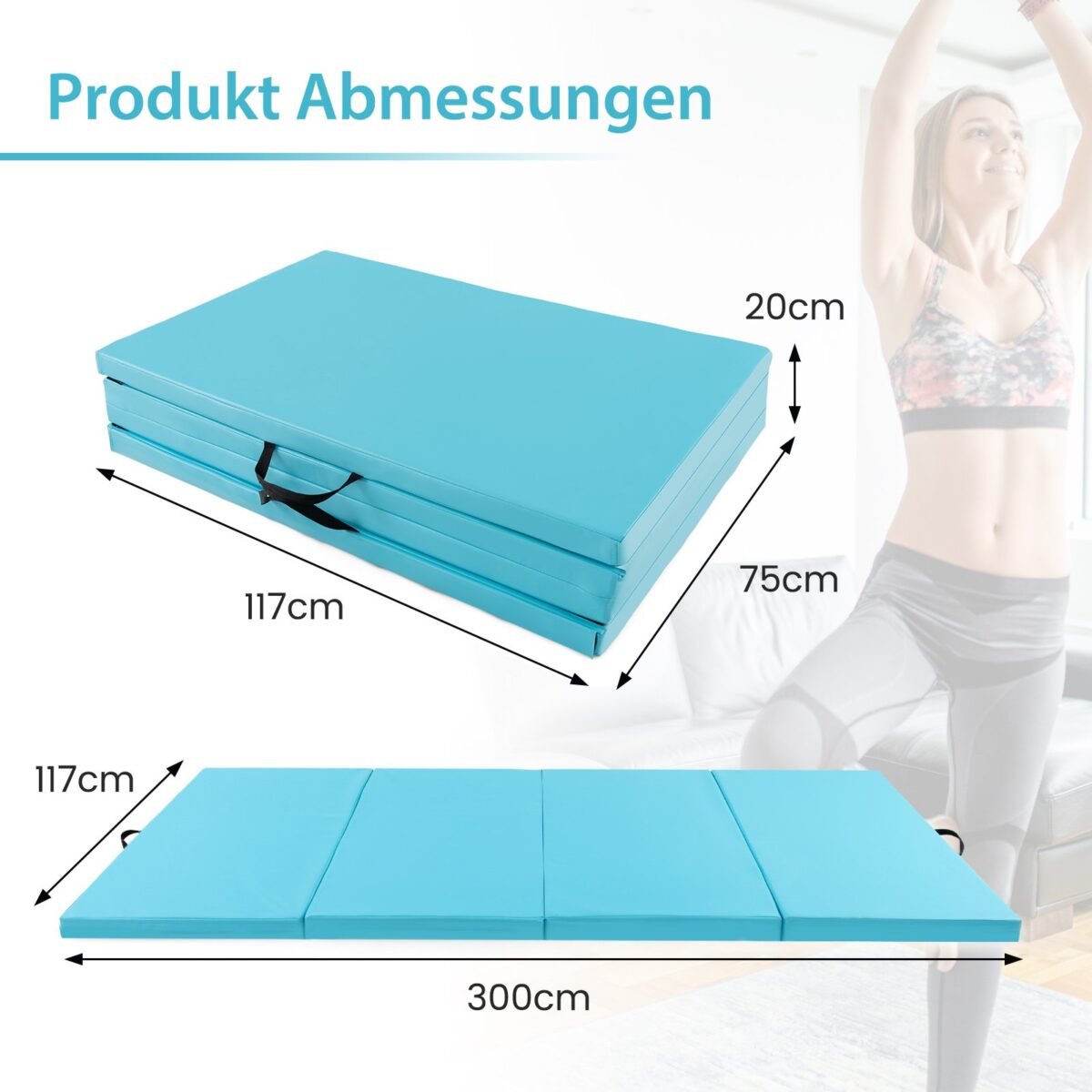 Sulankstomas gimnastikos kilimėlis su 5 cm EPE putų paminkštinimu ir rankenomis – Paveikslėlis 2