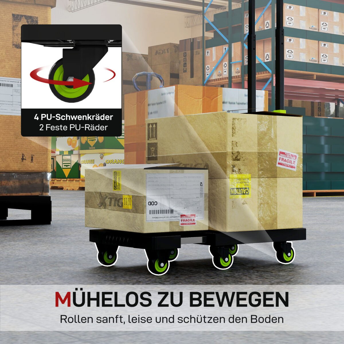 Sulankstomas krovinių vežimėlis su reguliuojama rankena