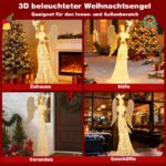 Šviečiantis Kalėdų angelas su balandžiu ir 150 LED lempučių 165 cm (Balta)