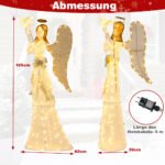 Šviečiantis Kalėdų angelas su balandžiu ir 150 LED lempučių 165 cm (Balta)