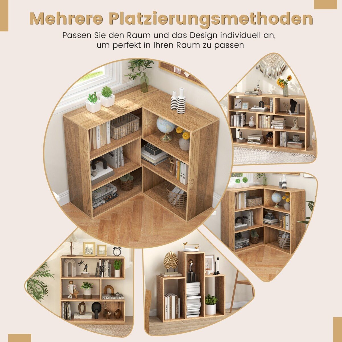 Unikali išgaubta lentyna su 3 skyriais ir apsauga nuo apvirtimo (Natūrali)