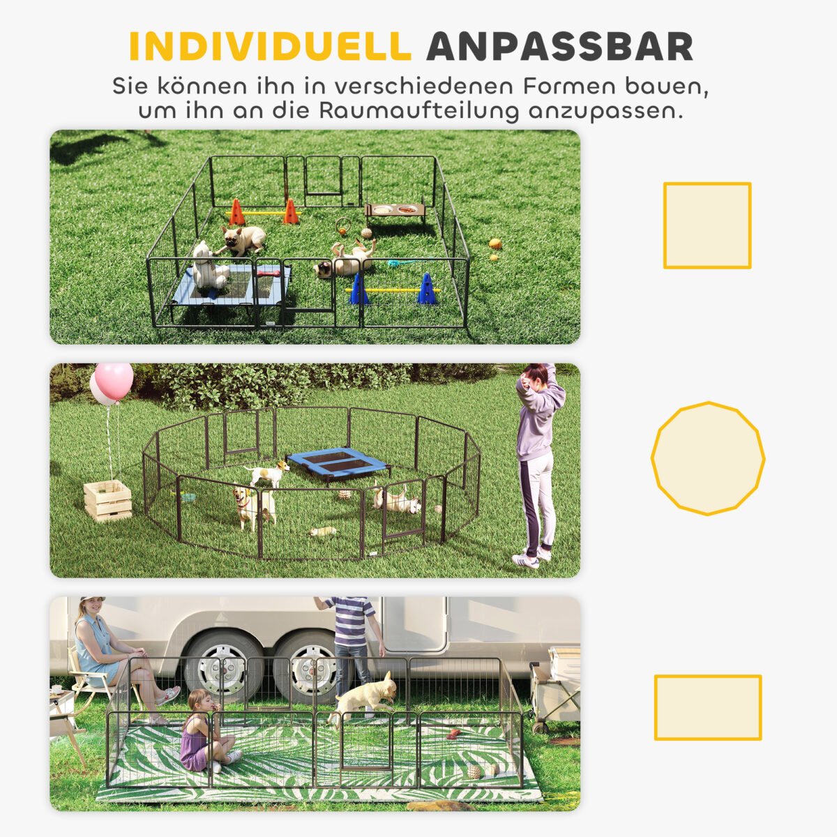 Šuniukų aptvaras su 12 panelių, skirtas vidaus ir lauko naudojimui – Paveikslėlis 4