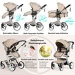 Universalus 2-in-1 sulankstomas vaikiškas vežimėlis (Smėlio) – Paveikslėlis 4