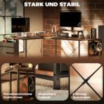 Universalus L formos rašomasis stalas su reguliuojamomis lentynomis ir monitoriaus stovu